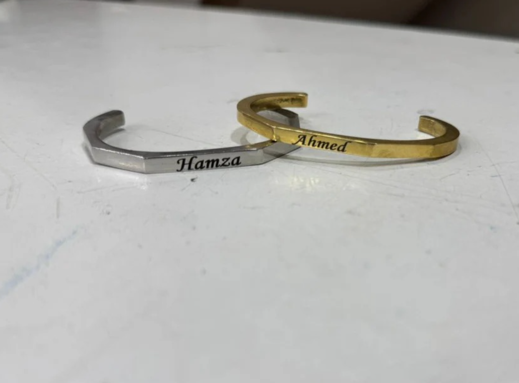 Customized Name Engraved Bracelet (Couple Cuff Bracelet)