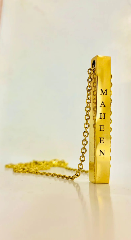 Customized Bar Pendant Necklace (Name Engraved Necklace)