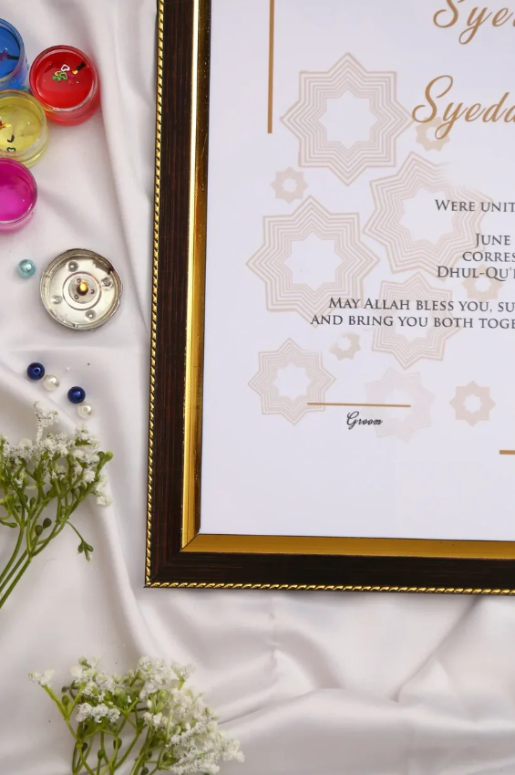 Customized Nikkah Certificate Frame (Islamic Wedding Frame)