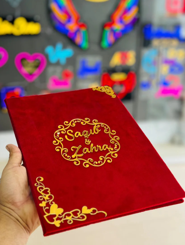 Customized Nikkah Nama Folder (Luxury Velvet Folder)