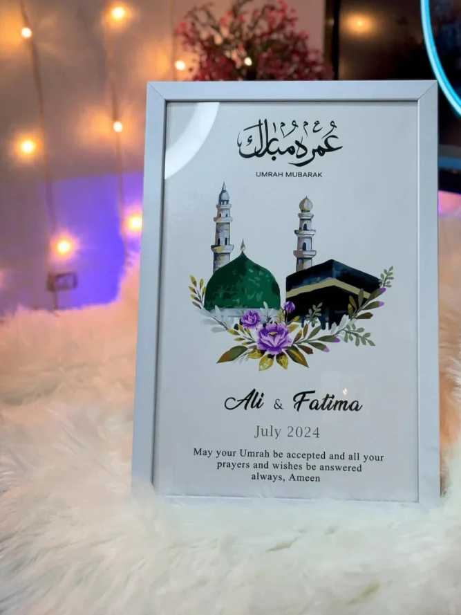 Customized Umrah Mubarak Frame (Islamic Gift Frame)
