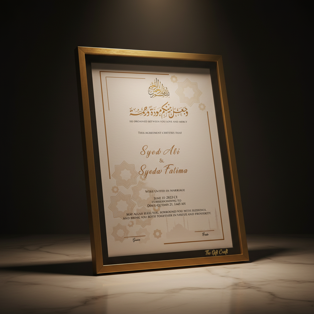 Customized Nikkah Certificate Frame – Luxury Edit
