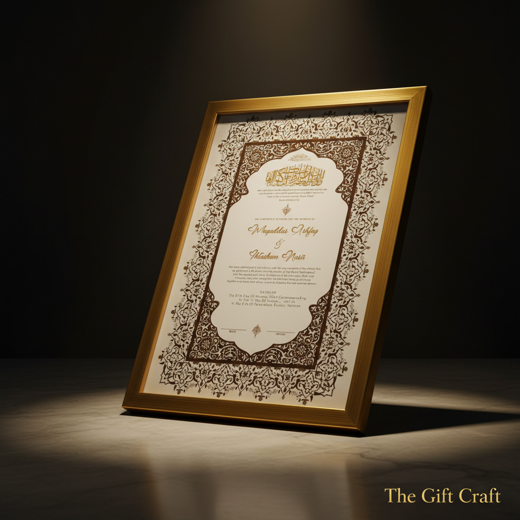 Elegant Islamic Wedding Certificate Frame – Luxury Edit
