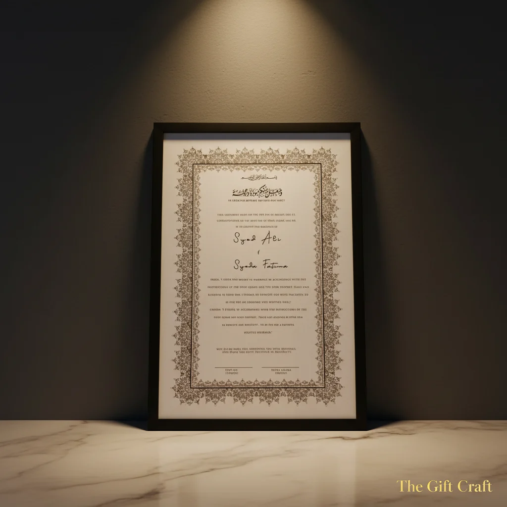 Minimalist Islamic Nikah Certificate Frame (Black Frame)